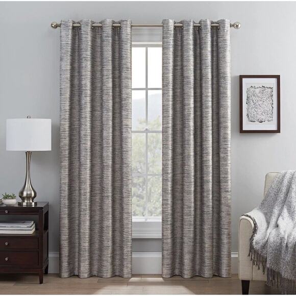 Eclipse Dylan 2-Pack Blackout Curtains— Dylan Silver— 52in X 108in - Picture 1 of 3